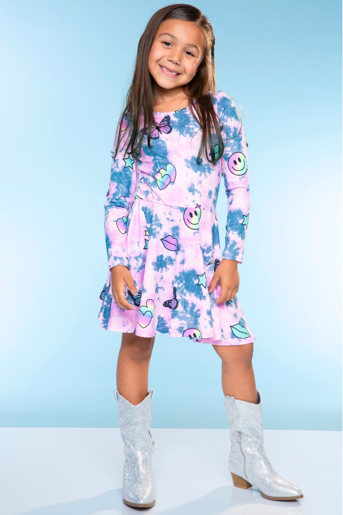 Simply Soft Long Sleeve Be Happy Dress.. - Purple Smile Retro