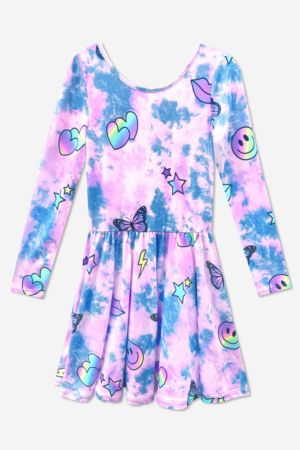 Simply Soft Long Sleeve Be Happy Dress.. - Camo Pink Graffiti Emojis