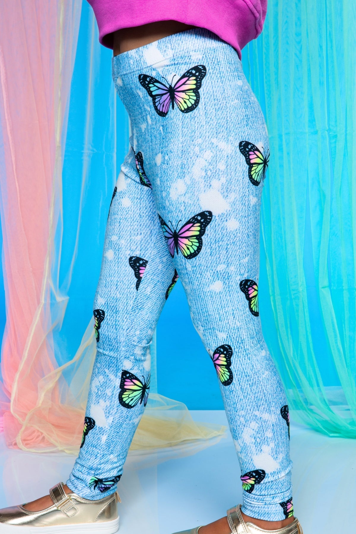 Simply Soft Long Legging - Denim Butterfly