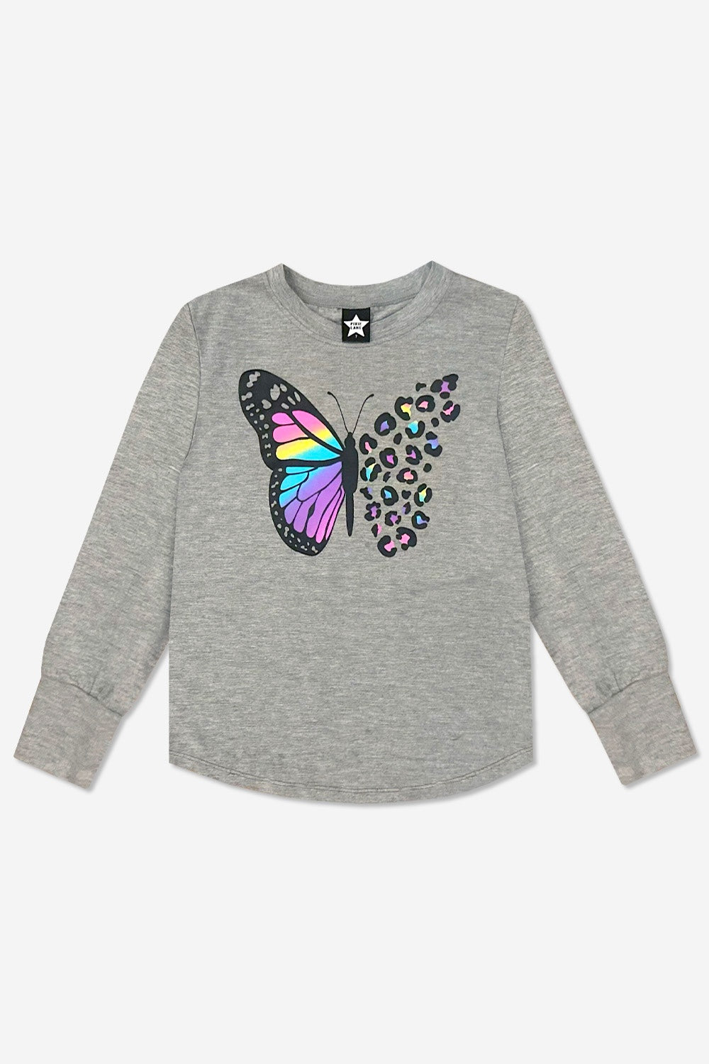 Modal Long Sleeve Shirttail Top - Black Rainbow Peace Love