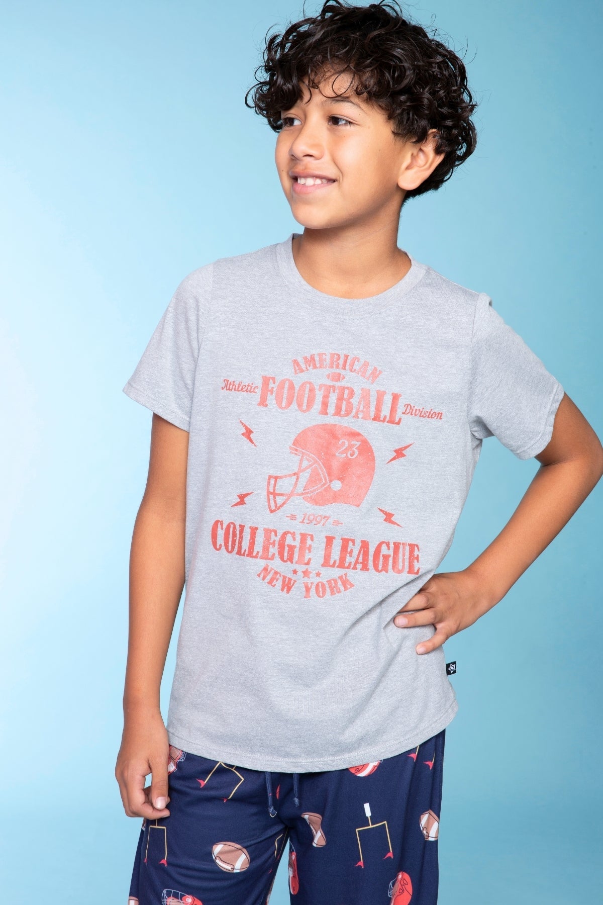 Triblend Graphic Tee & Simply Soft Karate Pant - Black Grey Cousin Crew Smile