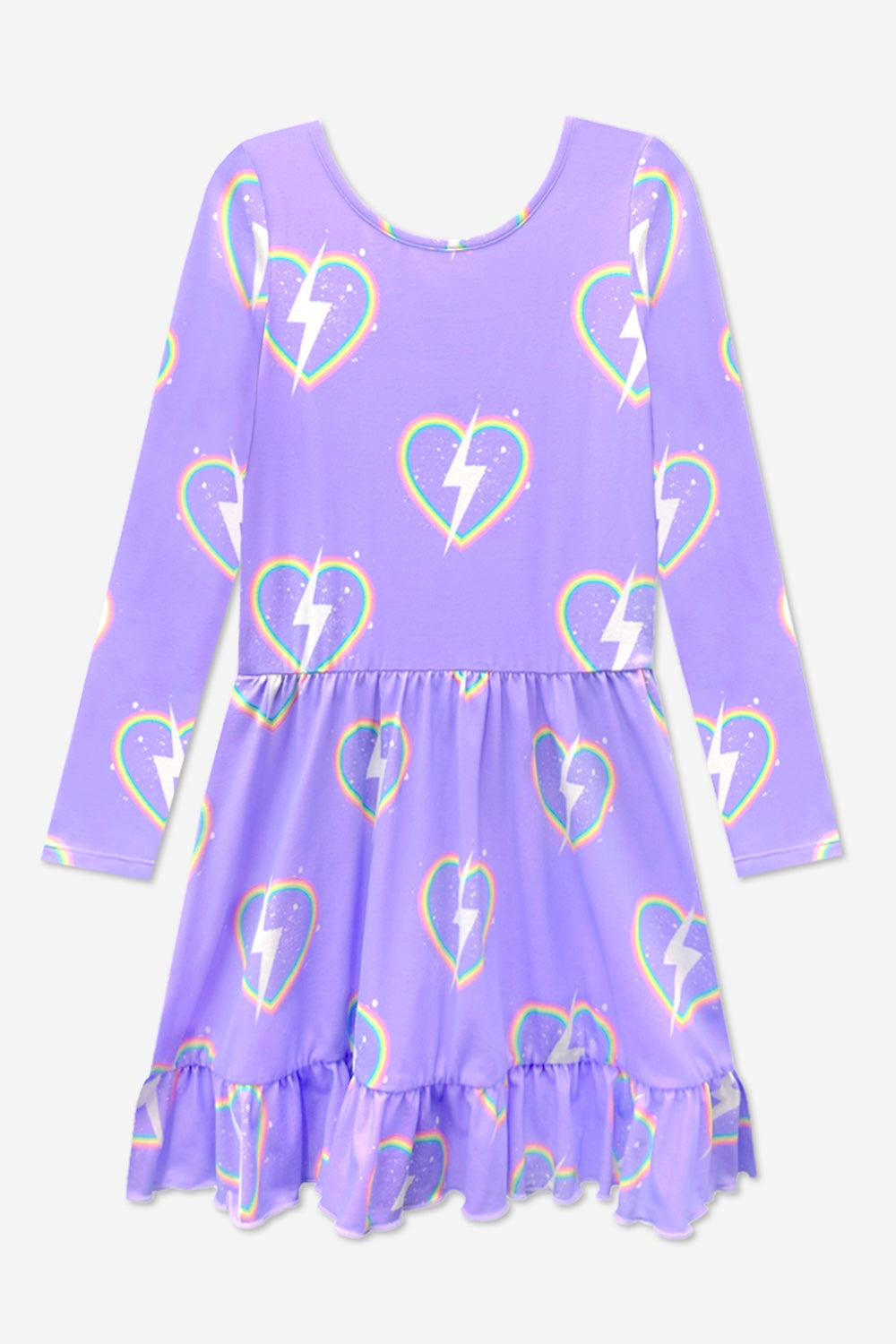 Simply Soft Long Sleeve Be Happy Flounce Dress - Pink Heart Sketch
