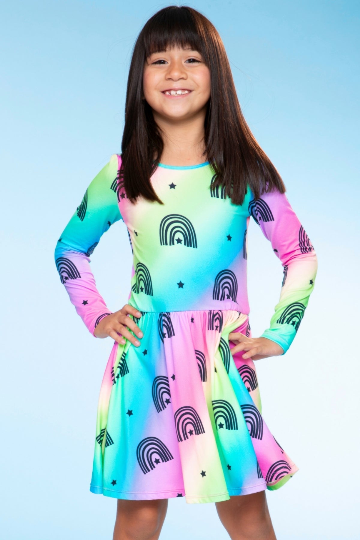 Simply Soft Long Sleeve Be Happy Dress.. - Camo Pink Graffiti Emojis