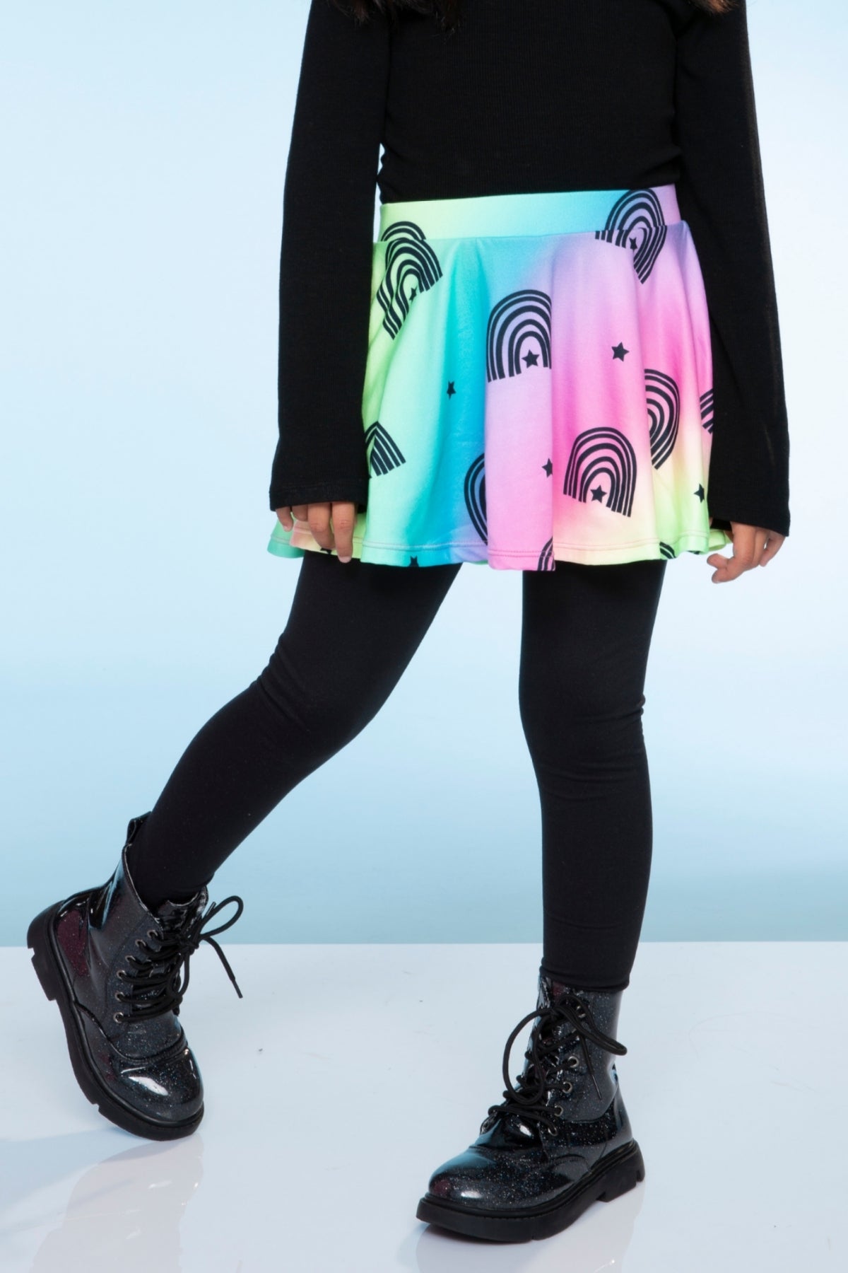Simply Soft Skater Legging - Neon Lt Pink Leopard Splatter Black