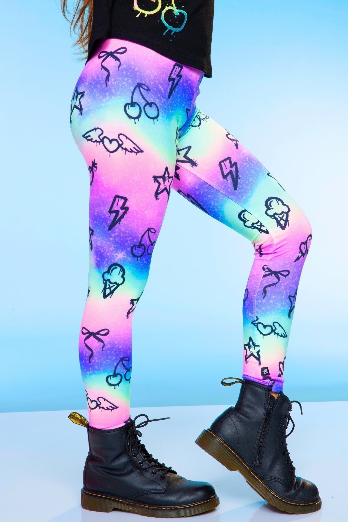 Simply Soft Long Legging - Purple Graffiti Rainbow