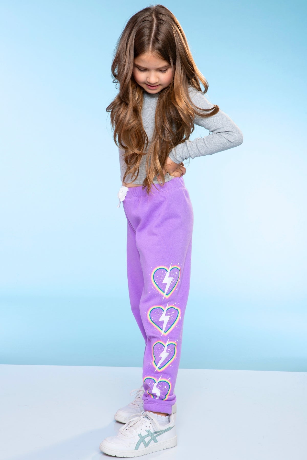Cotton Soft French Terry Sweatpant ••• - Vintage Iris Sequin Heart