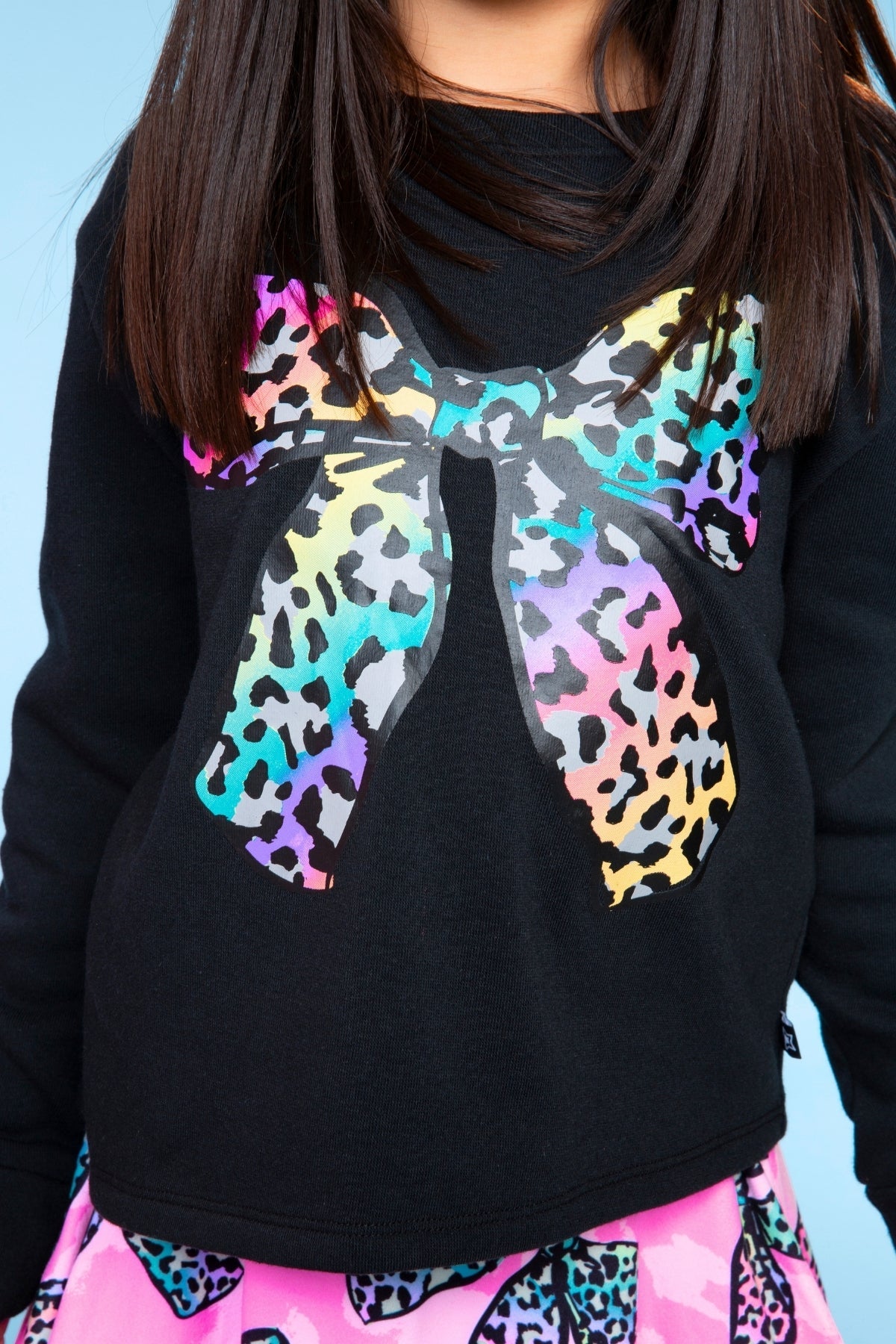 Cotton Soft French Terry Easy Crew Sweatshirt - Heather Grey Rainbow Heart