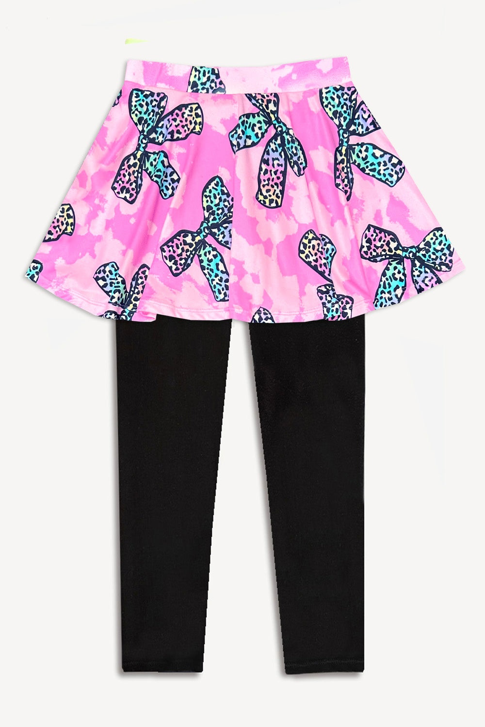 Simply Soft Skater Legging - Neon Lt Pink Leopard Splatter Black