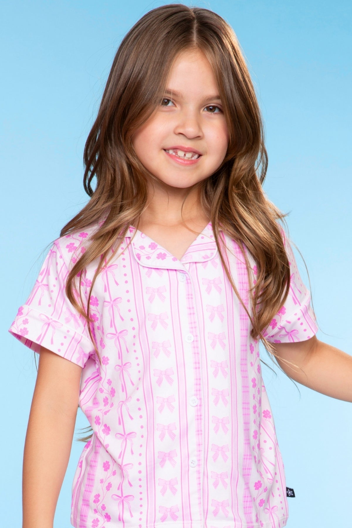 Simply Soft Button Down Tee & Karate Pant - Lt Pink Paris Icons