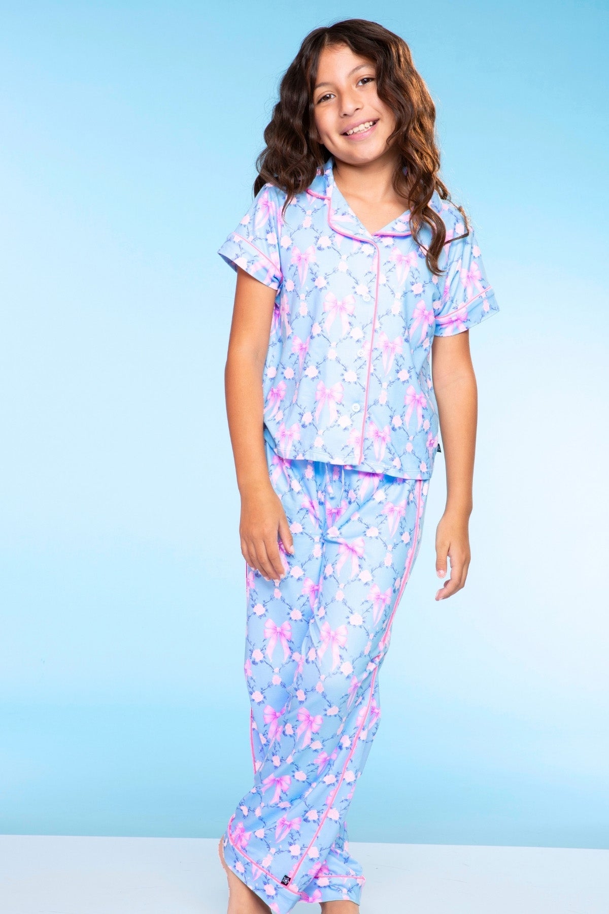 Simply Soft Button Down Tee & Karate Pant - Lt Pink Paris Icons