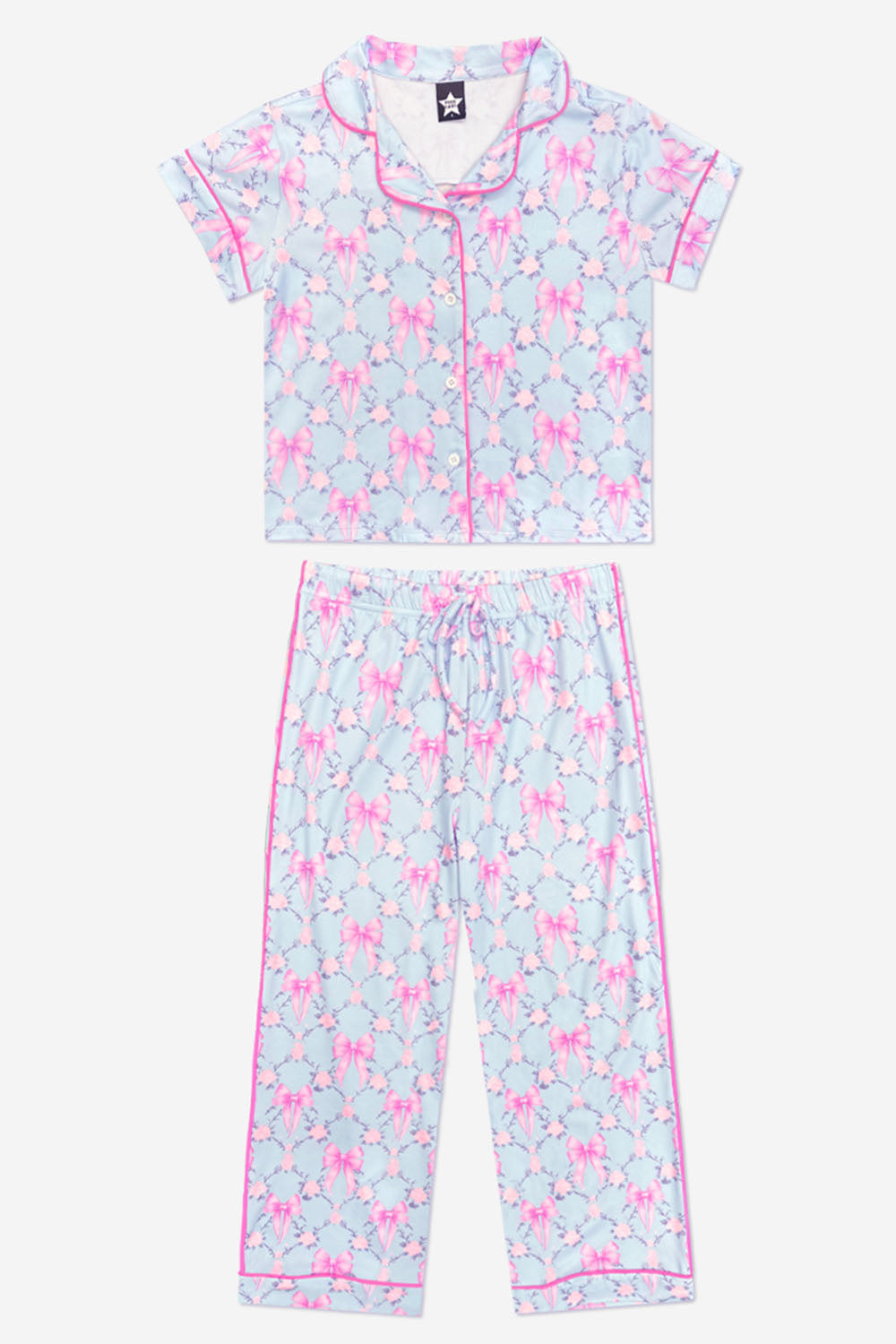 Simply Soft Button Down Tee & Karate Pant - Lt Pink Paris Icons