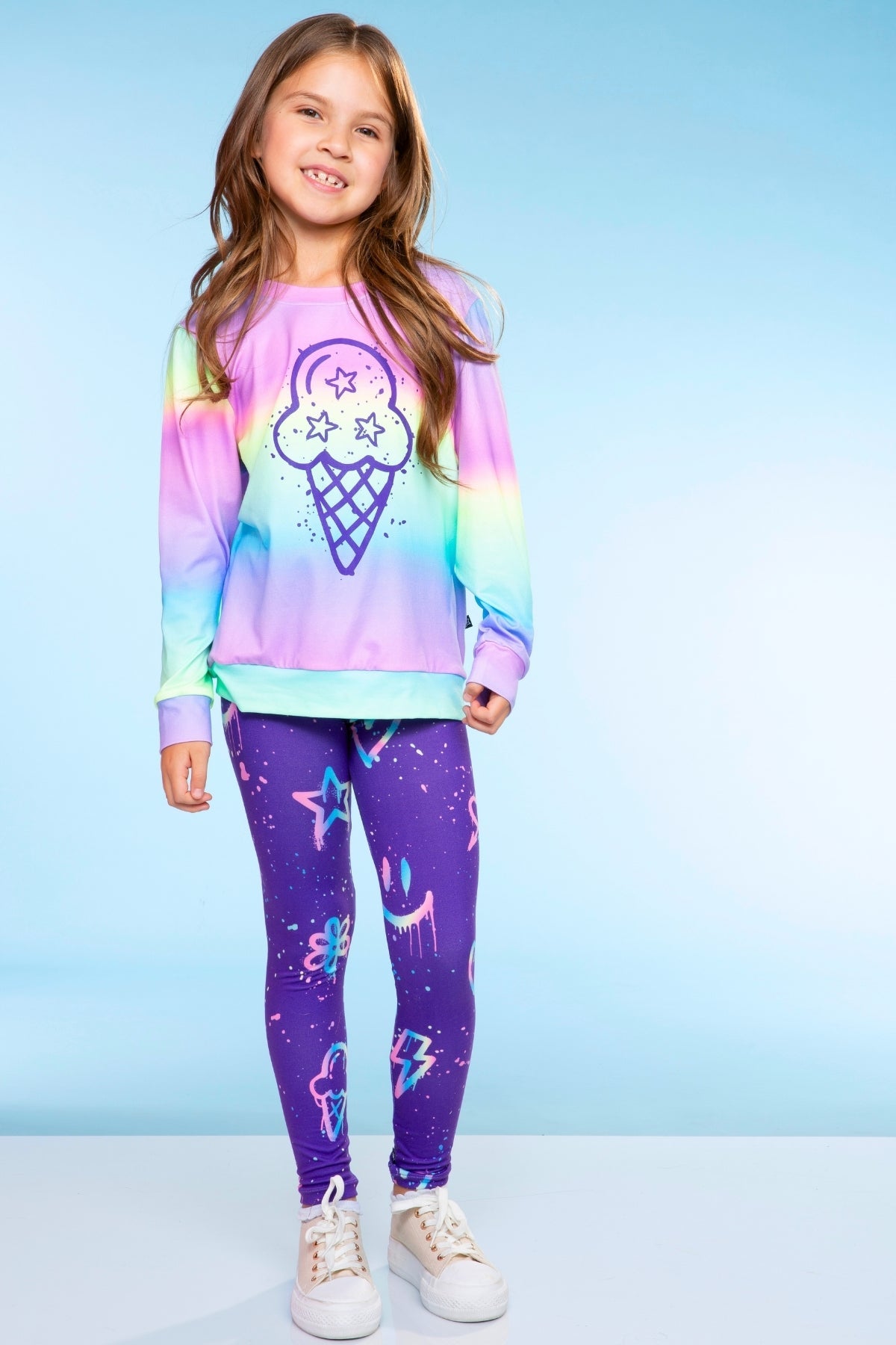 Simply Soft Long Legging - Purple Graffiti Rainbow