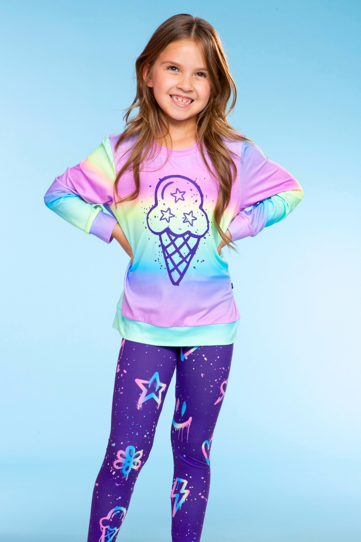 Simply Soft Long Legging - Purple Graffiti Rainbow