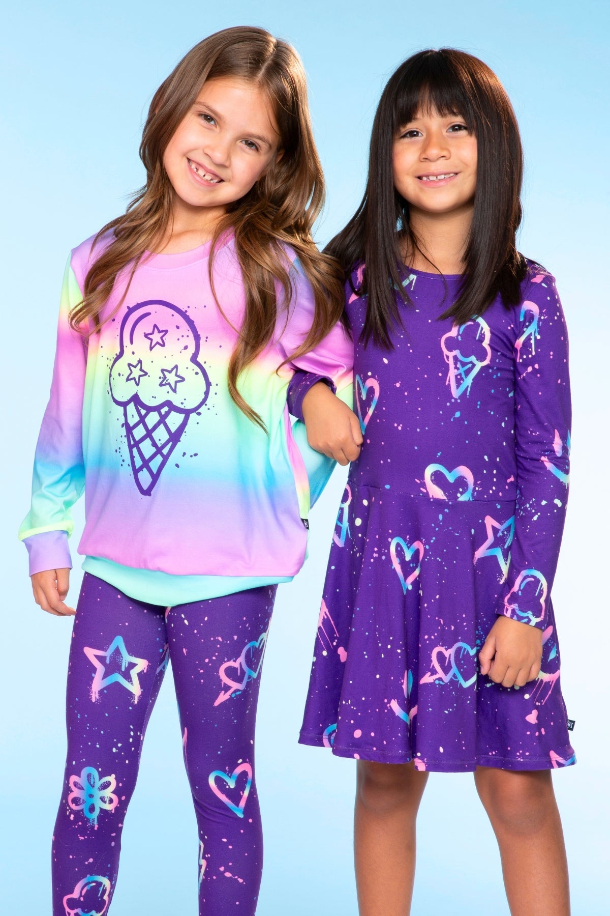 Simply Soft Long Sleeve Crew Top - Rainbow Graffiti Ice Cream