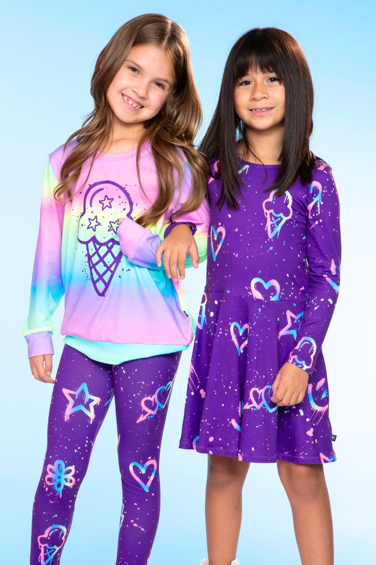 Simply Soft Long Sleeve Crew Top - Rainbow Graffiti Ice Cream