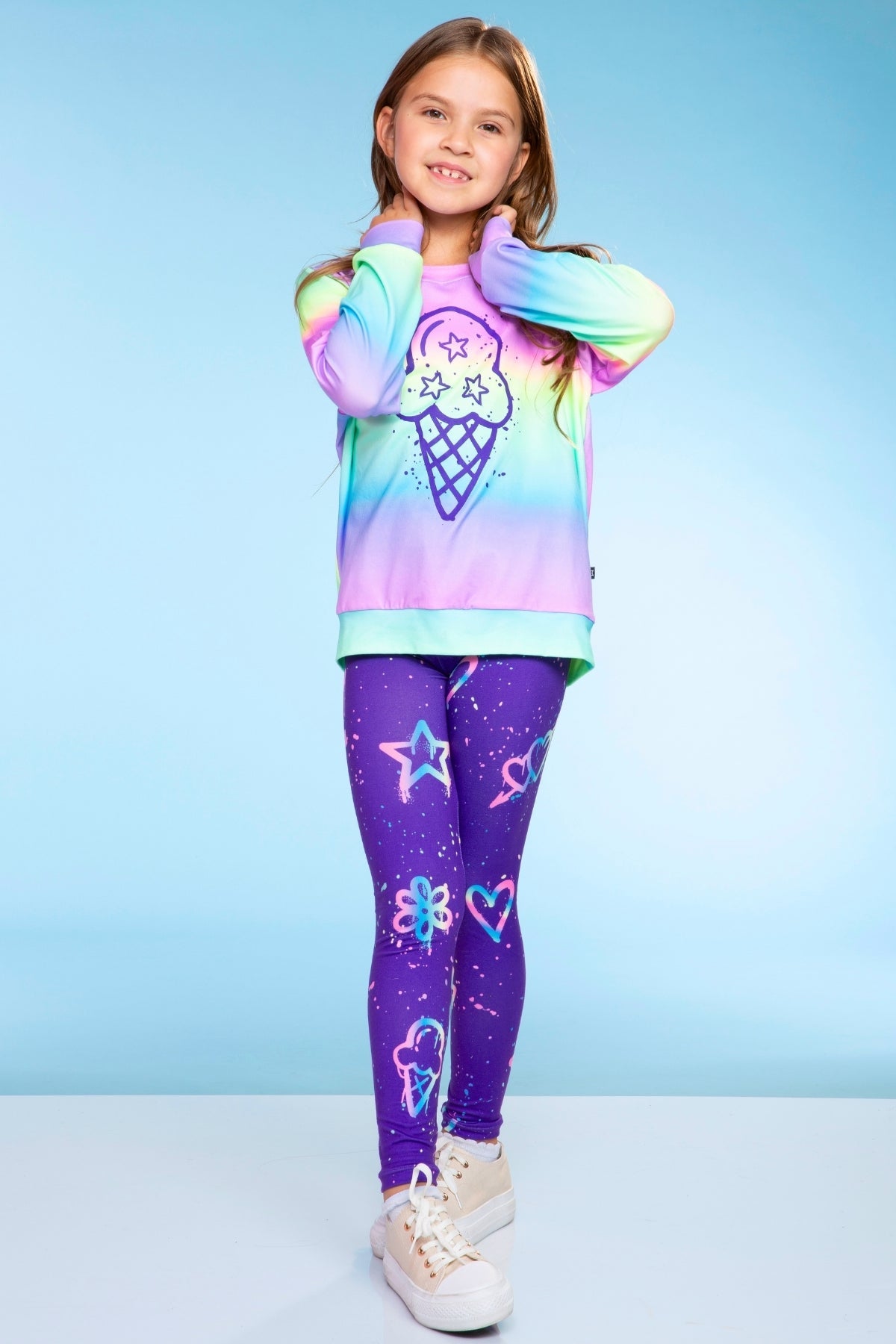 Simply Soft Long Sleeve Crew Top - Rainbow Graffiti Ice Cream