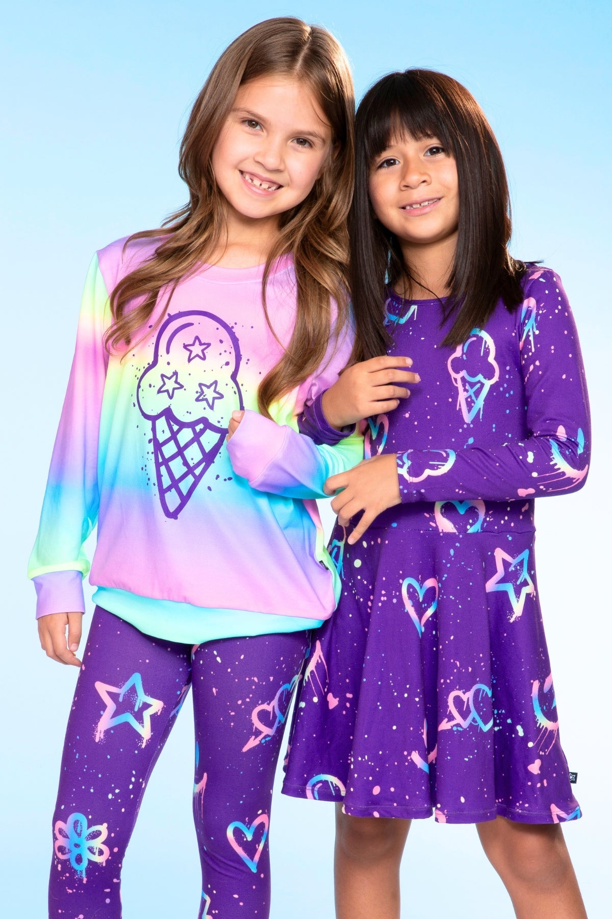 Simply Soft Long Sleeve Crew Top - Rainbow Graffiti Ice Cream