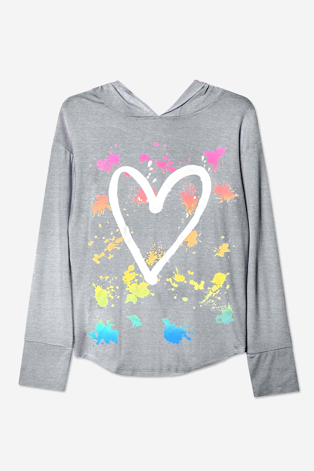 Modal Knit Hoodie Pullover W/Thumbholes - Pink Ice Cream Splatter