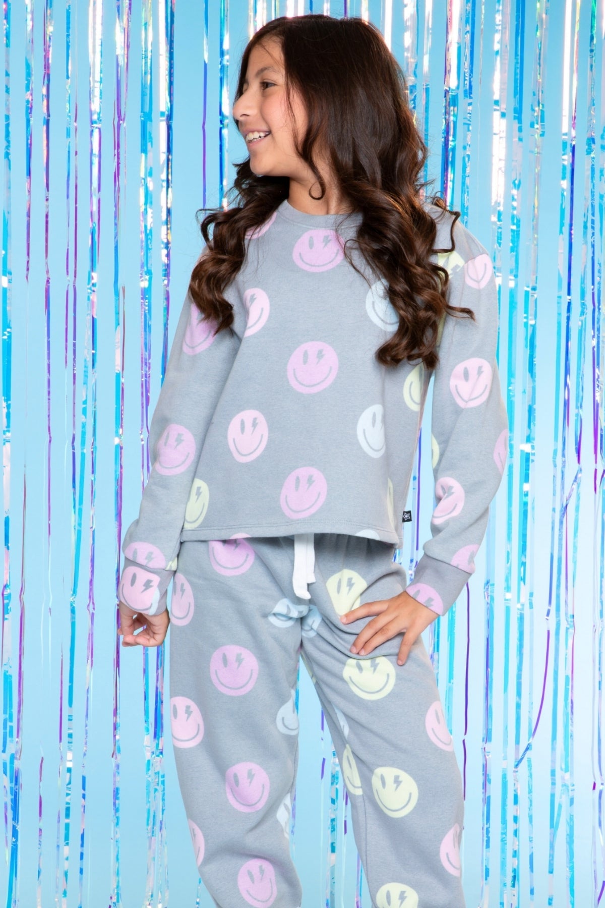Heavyweight Cotton French Terry Easy Crew Sweatshirt - Taupe Leopard Pink Love