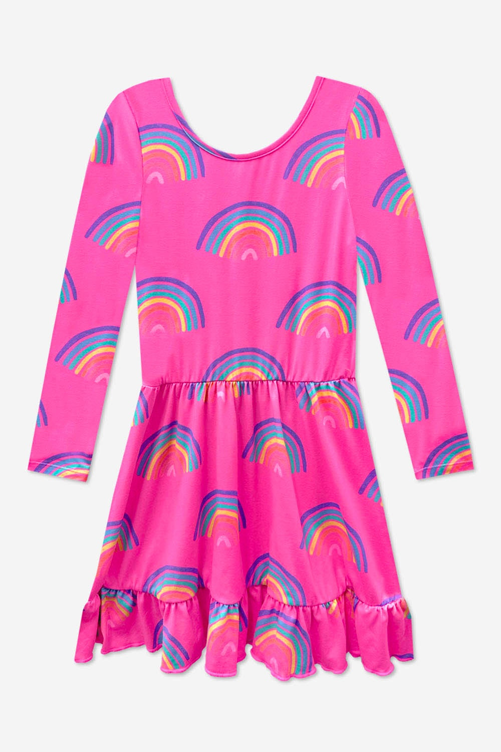 Simply Soft Long Sleeve Be Happy Flounce Dress - Pink Heart Sketch