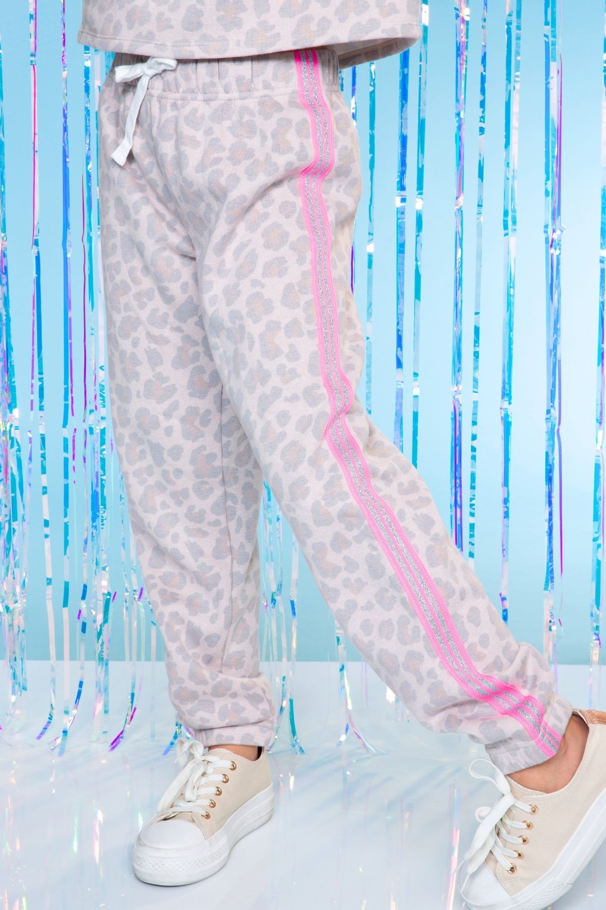 Heavyweight Cotton French Terry Sweatpant - Taupe Leopard Pink