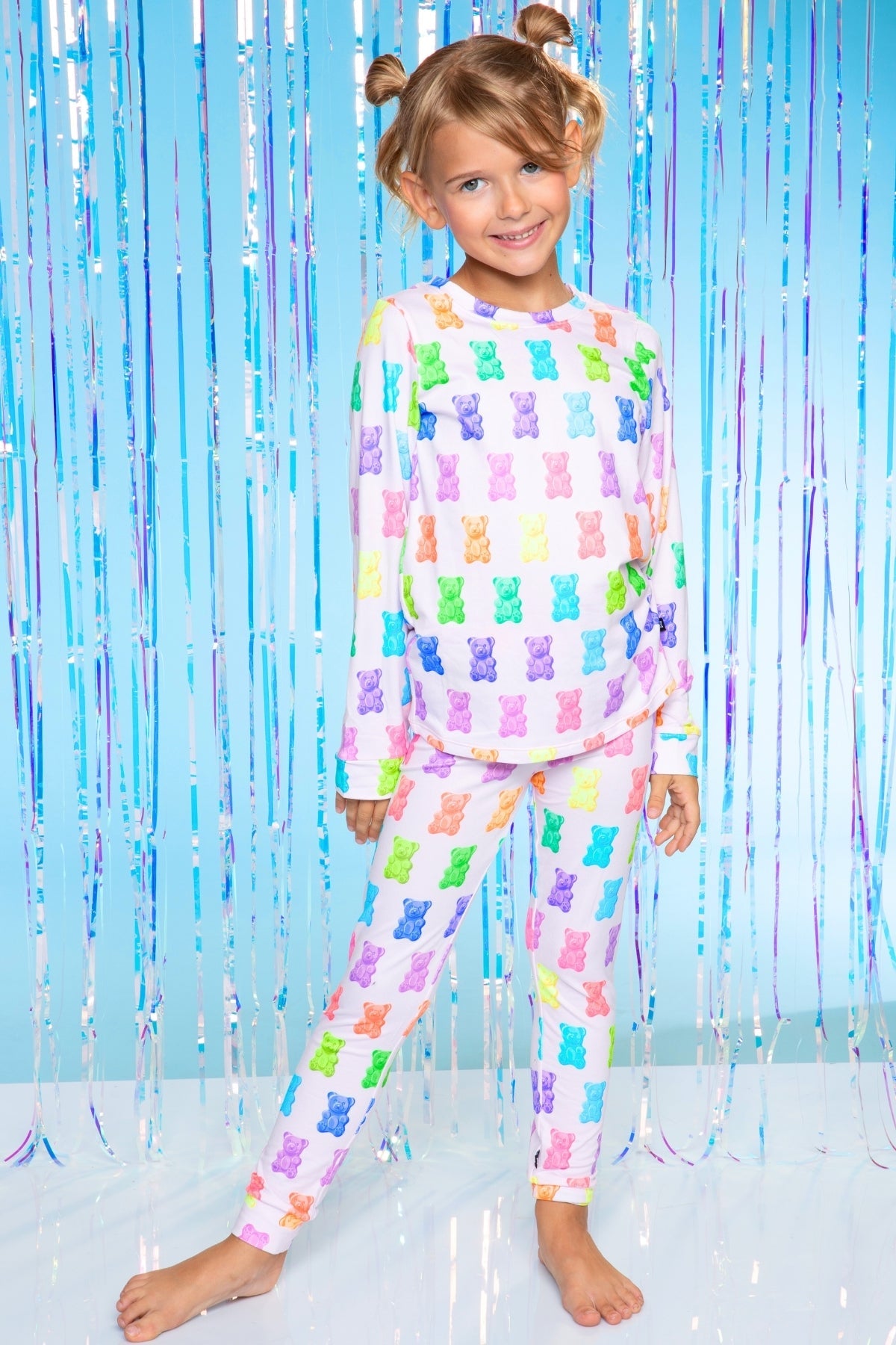 Simply Soft Long Sleeve Crew & Slim Lounge Bottom - Lilac Rainbow Gummy Bear