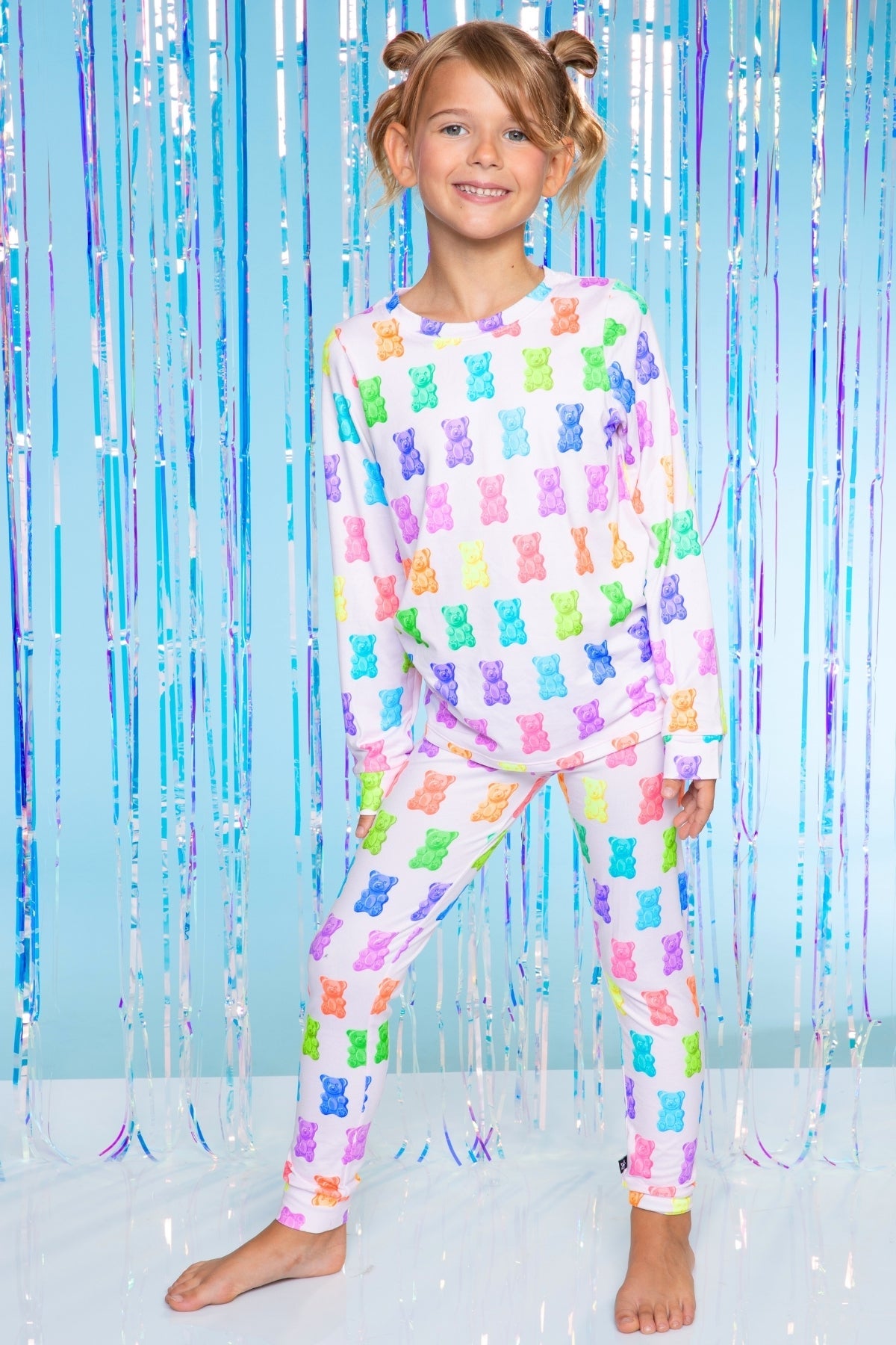 Simply Soft Long Sleeve Crew & Slim Lounge Bottom - Lilac Rainbow Gummy Bear