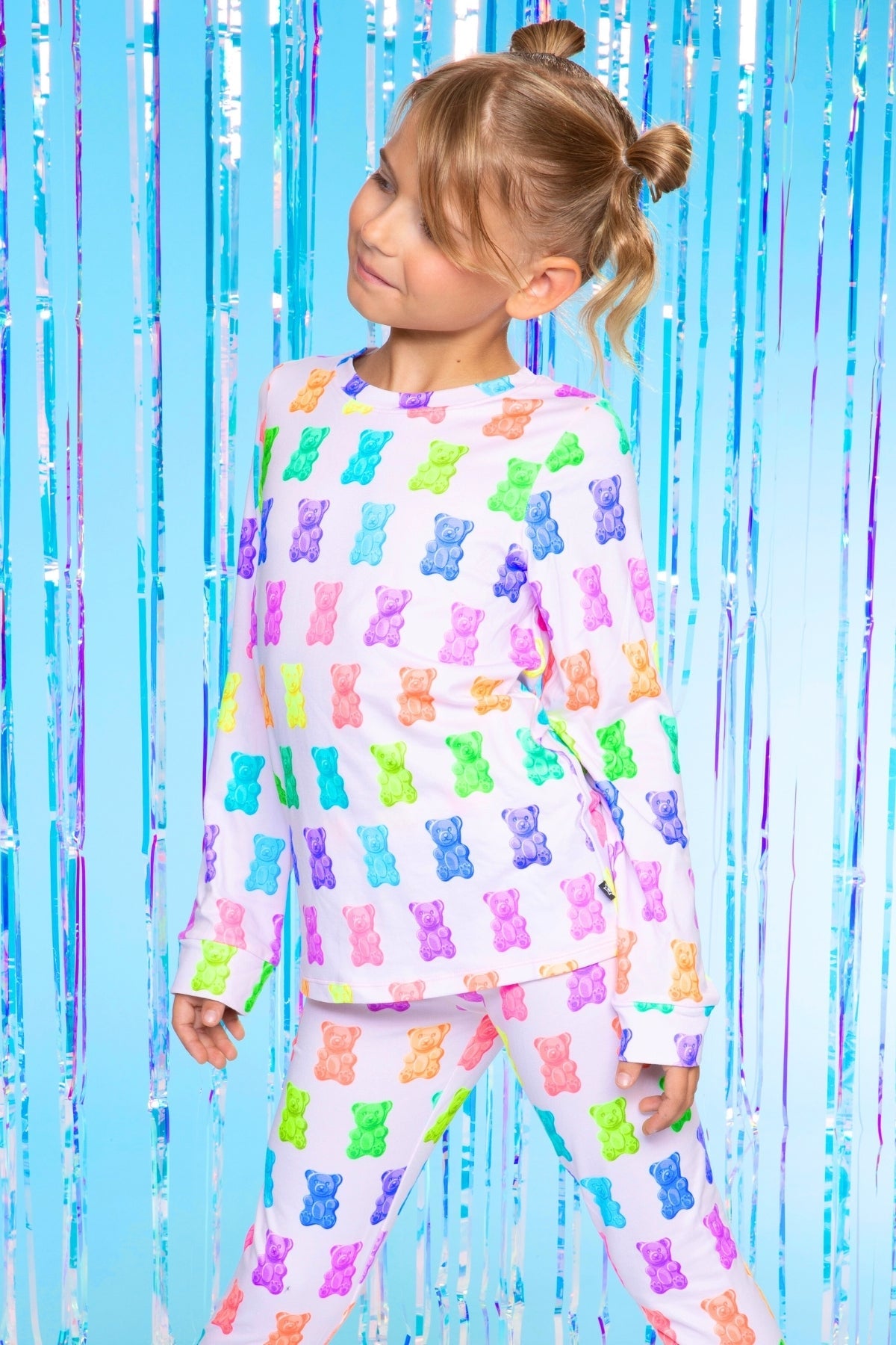 Simply Soft Long Sleeve Crew & Slim Lounge Bottom - Lilac Rainbow Gummy Bear