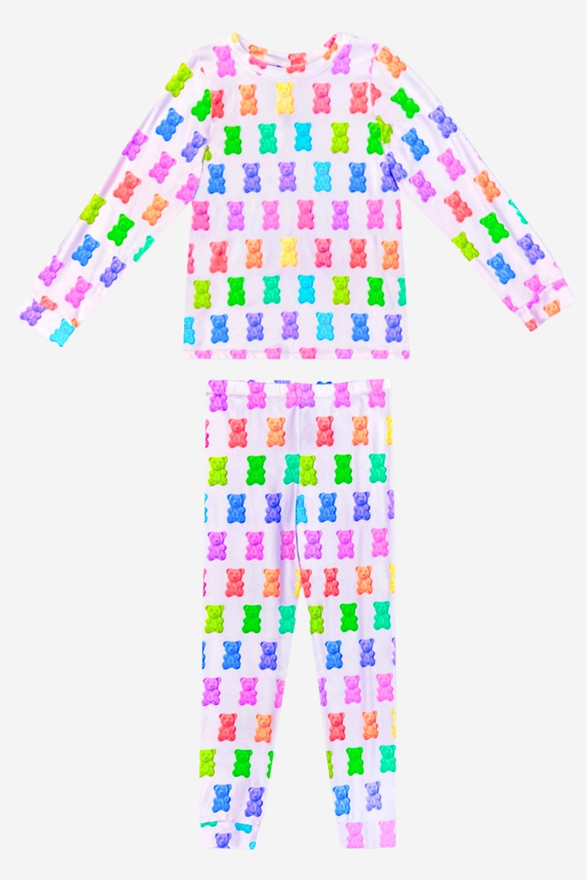 Simply Soft Long Sleeve Crew & Slim Lounge Bottom - Lilac Rainbow Gummy Bear