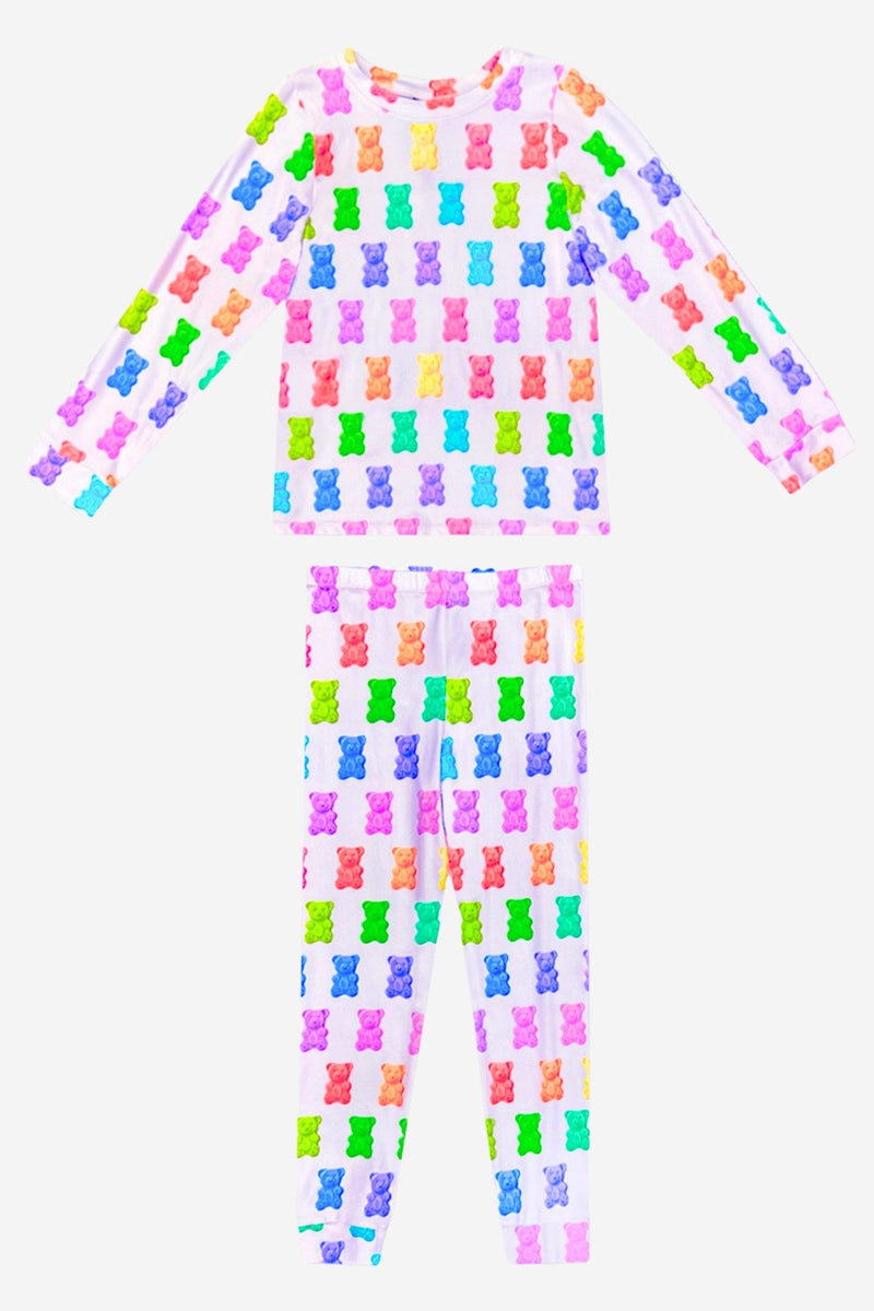 Simply Soft Long Sleeve Crew & Slim Lounge Bottom - Lilac Rainbow Gummy Bear - NEW!