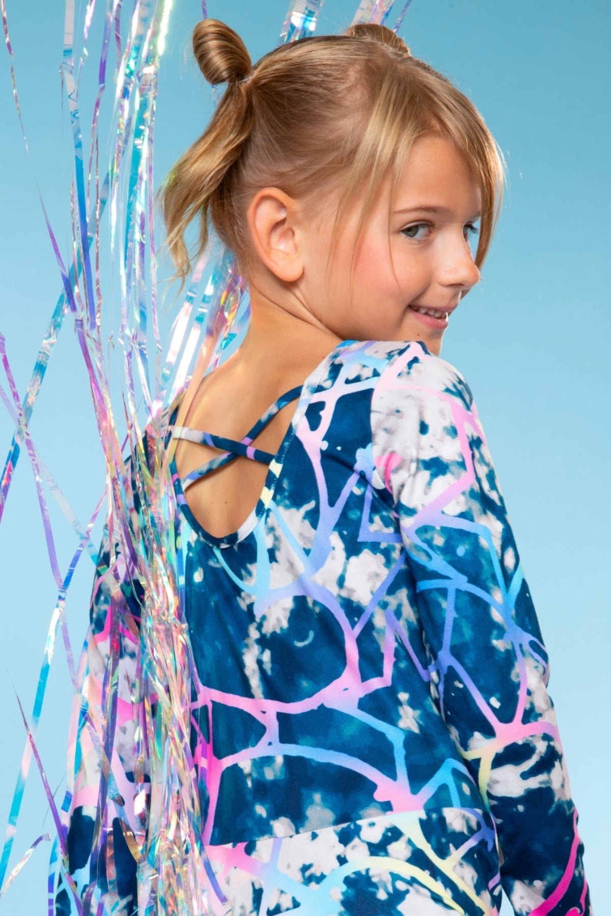 Simply Soft Long Sleeve Skater Dress - Black Tie Dye Rainbow Icons
