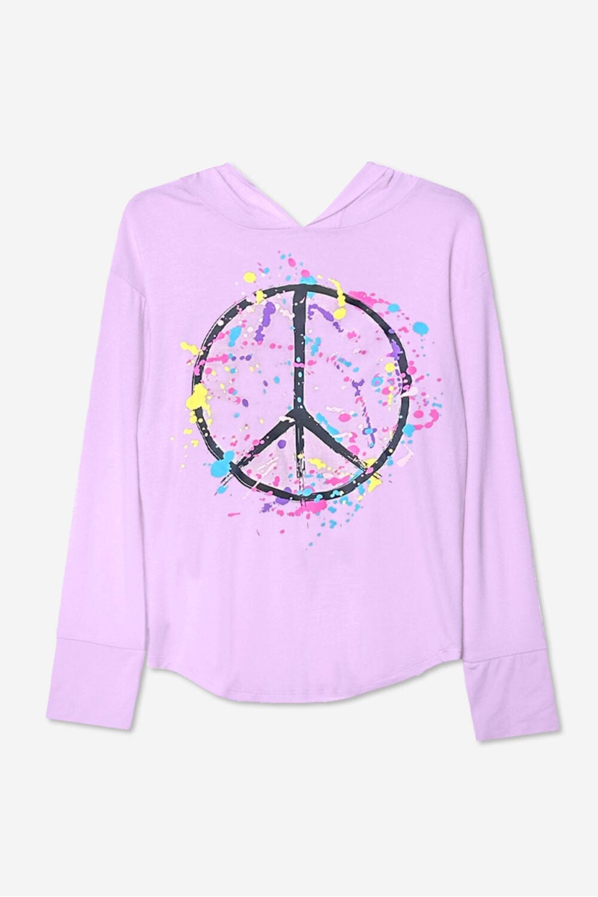 Modal Knit Hoodie Pullover W/Thumbholes - Pink Ice Cream Splatter