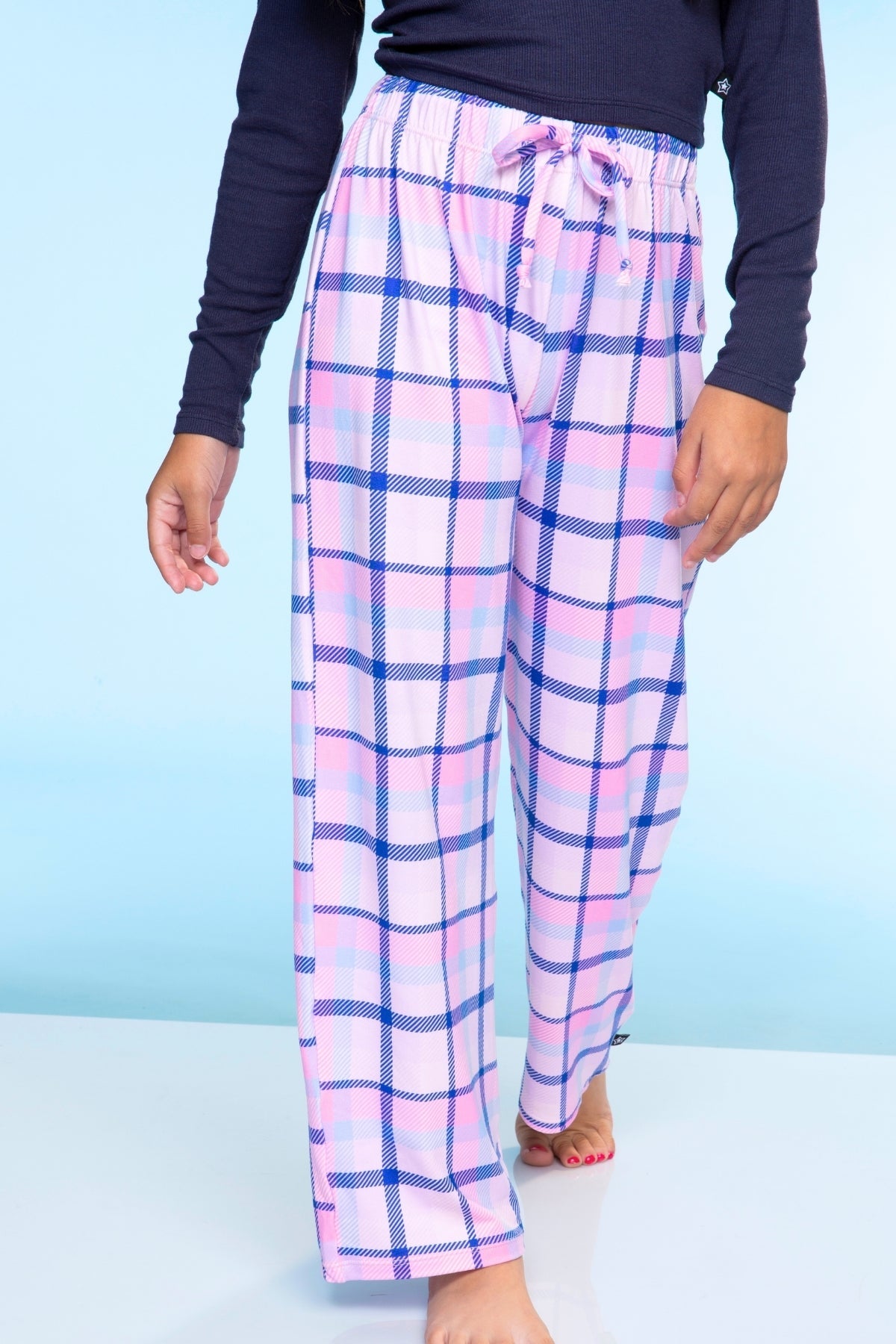 Simply Soft Karate Pant. - Navy Red Plaid