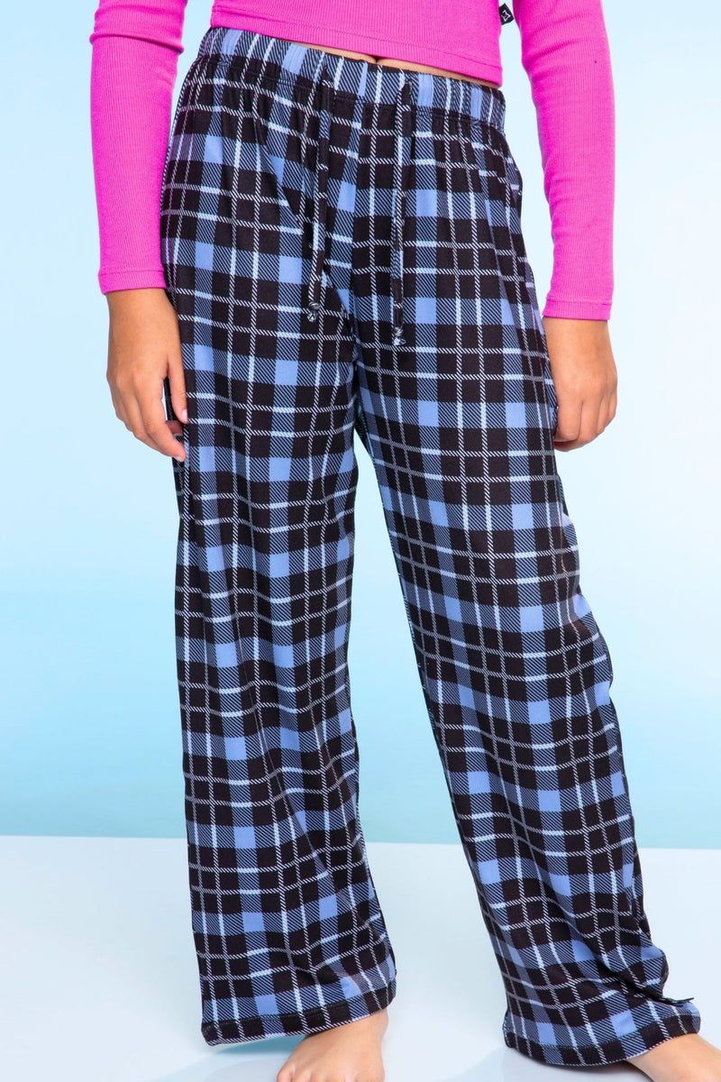 Simply Soft Karate Pant. - Black White Blue Plaid