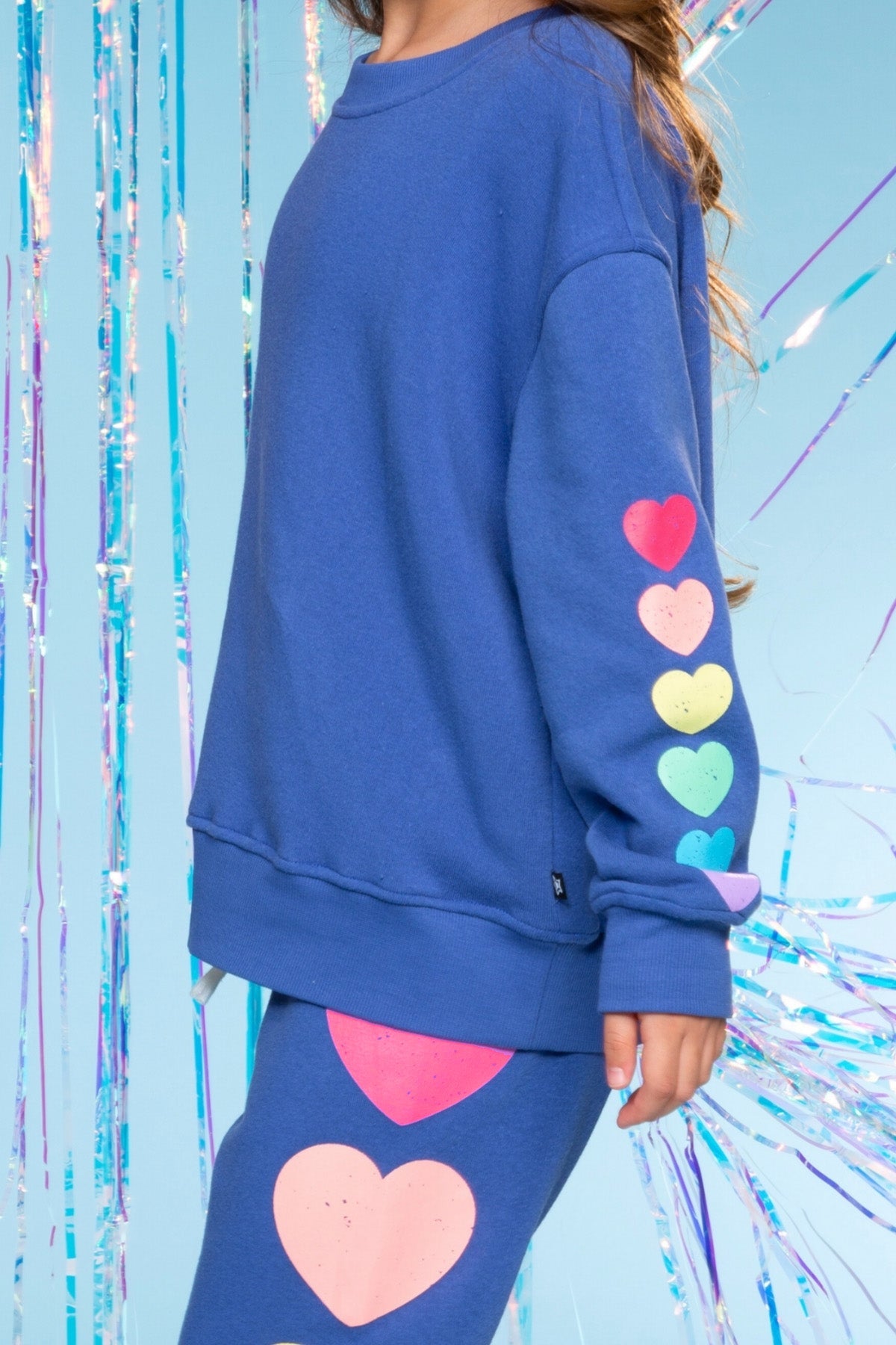 Cotton Soft French Terry Everyday Sweatshirt - Grey Pink Blue Stripe