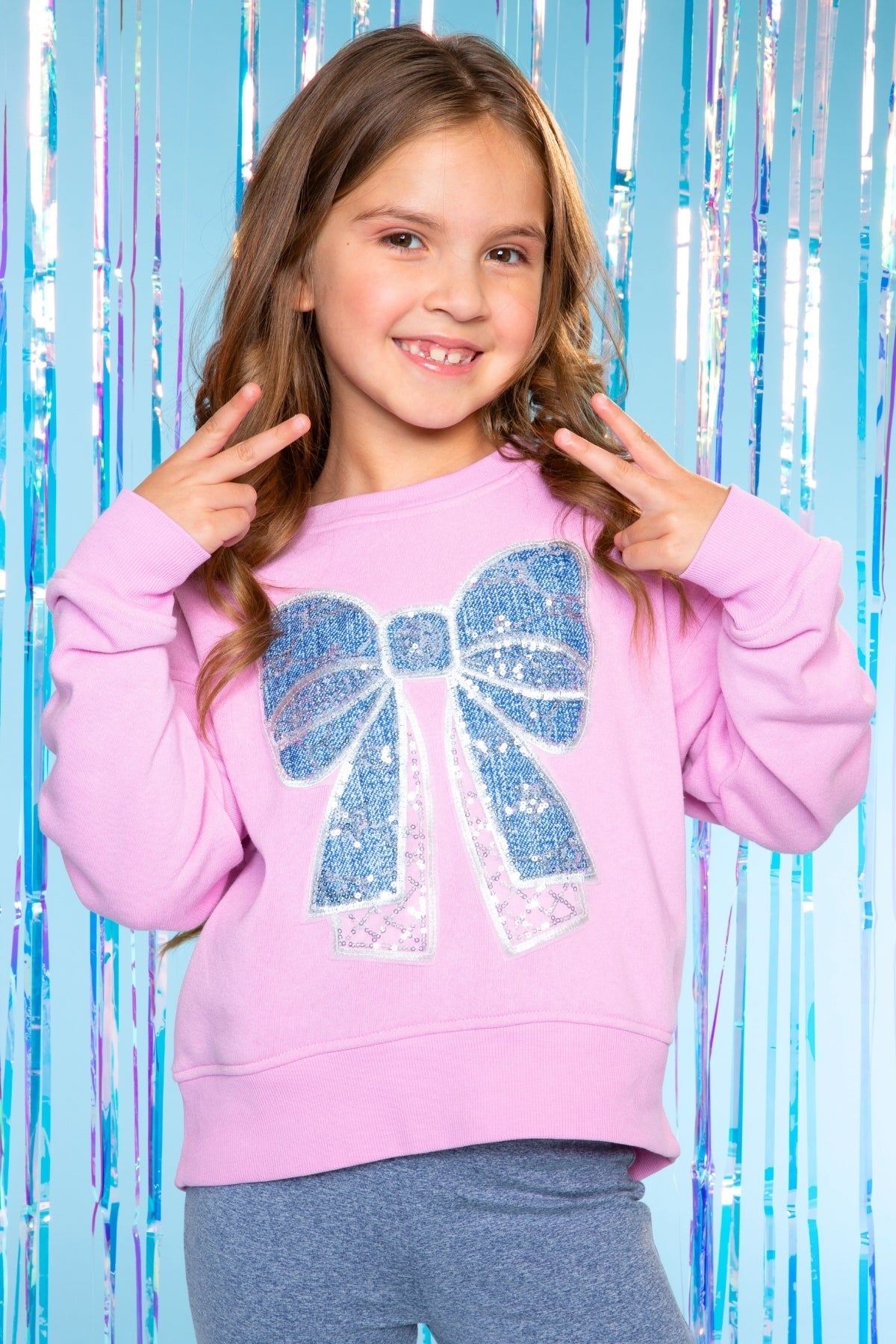 Cotton Soft French Terry Everyday Sweatshirt - Grey Pink Blue Stripe