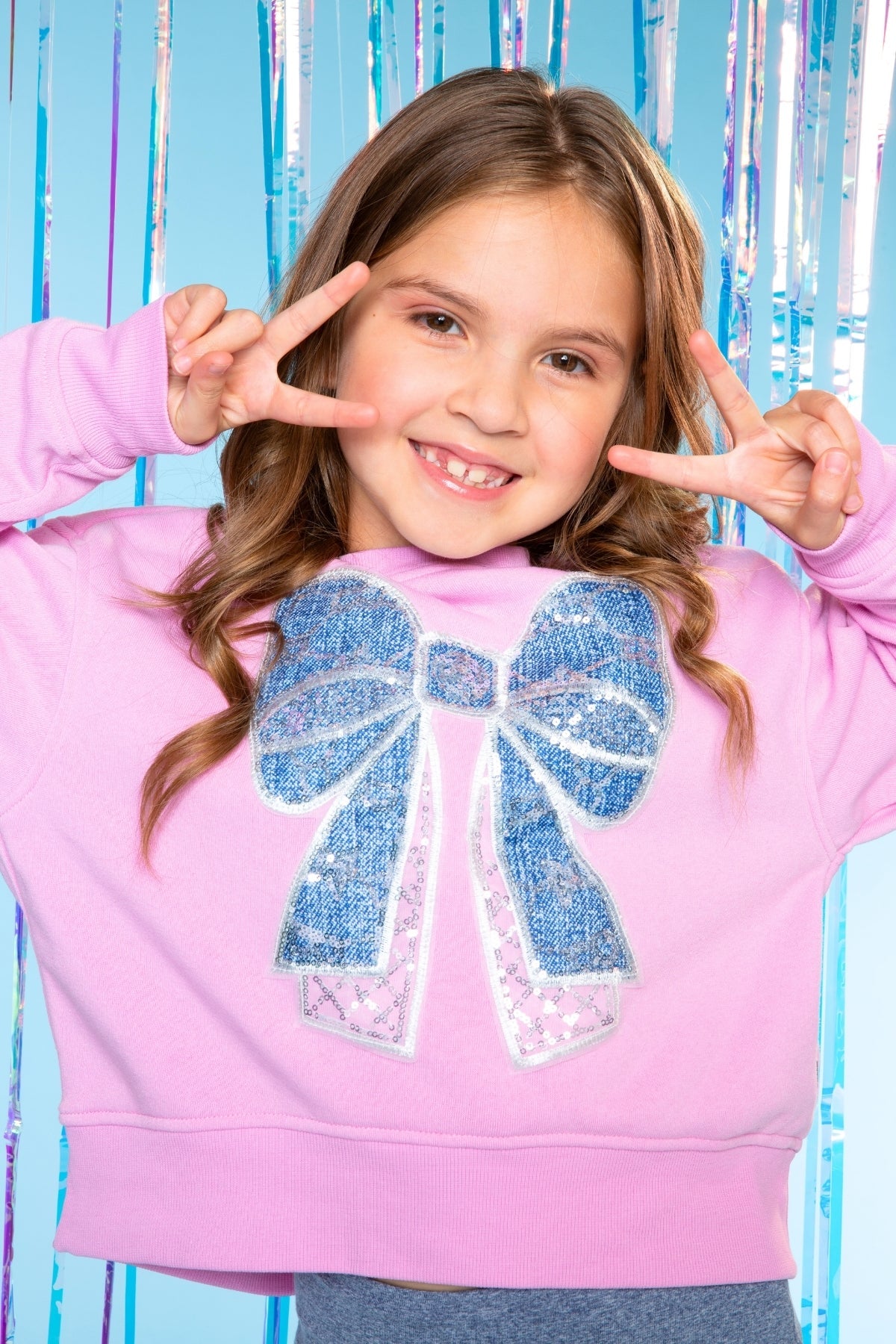 Cotton Soft French Terry Everyday Sweatshirt - Grey Pink Blue Stripe