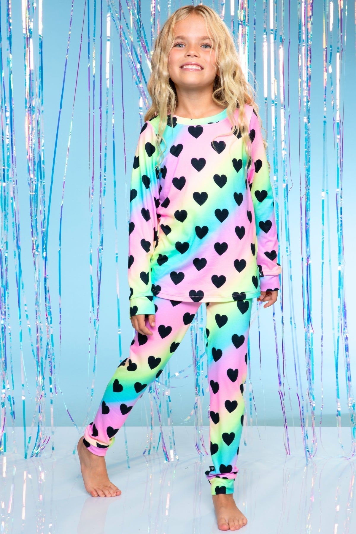 Simply Soft Long Sleeve Crew & Slim Lounge Bottom - Lilac Rainbow Gummy Bear