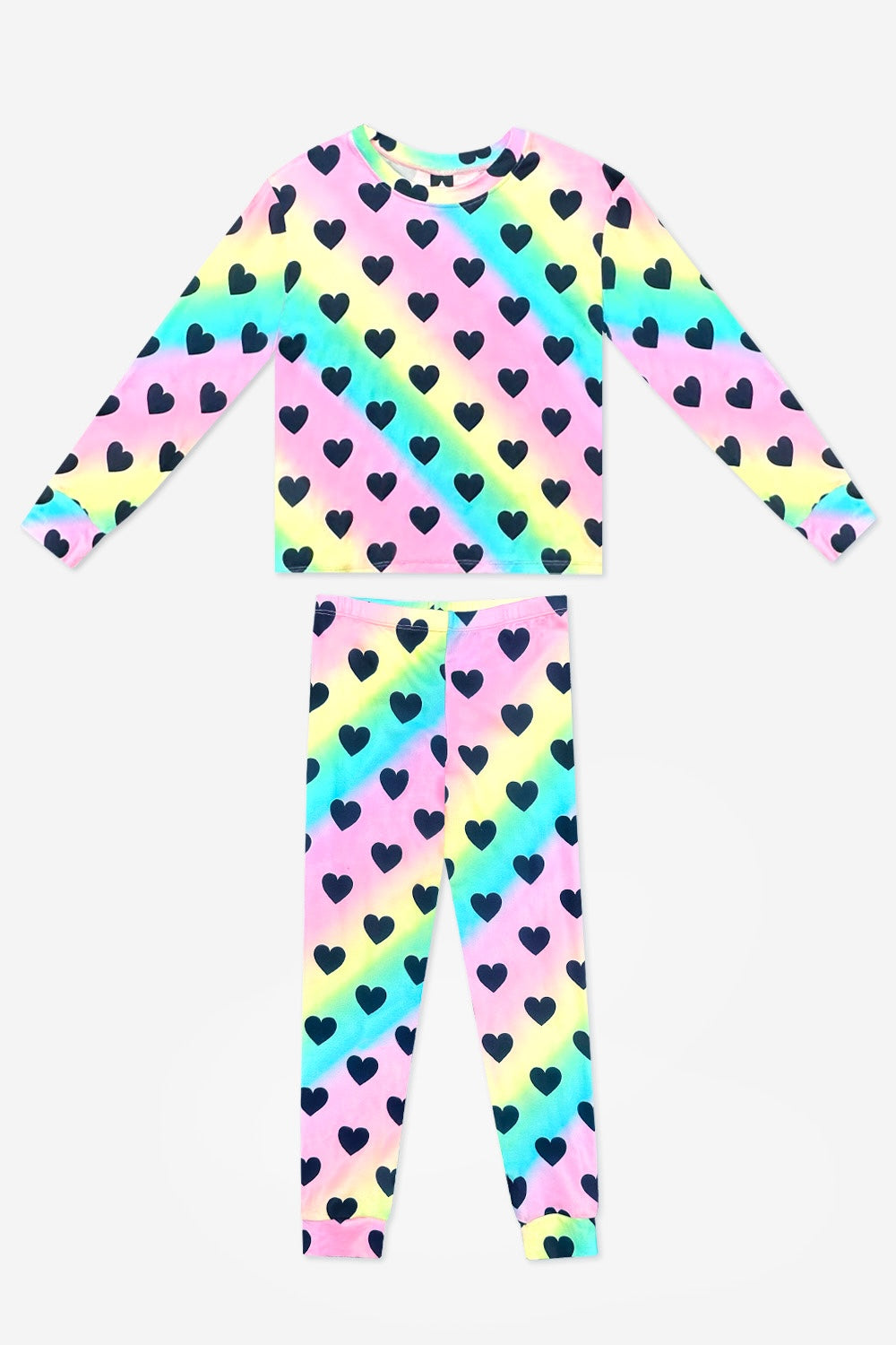 Simply Soft Long Sleeve Crew & Slim Lounge Bottom - Lilac Rainbow Gummy Bear