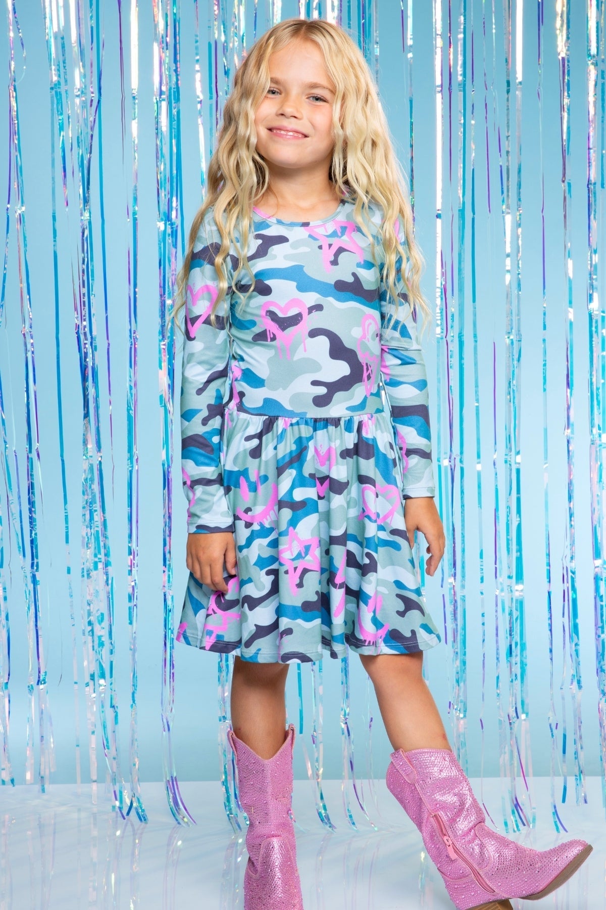 Simply Soft Long Sleeve Be Happy Dress.. - Purple Smile Retro