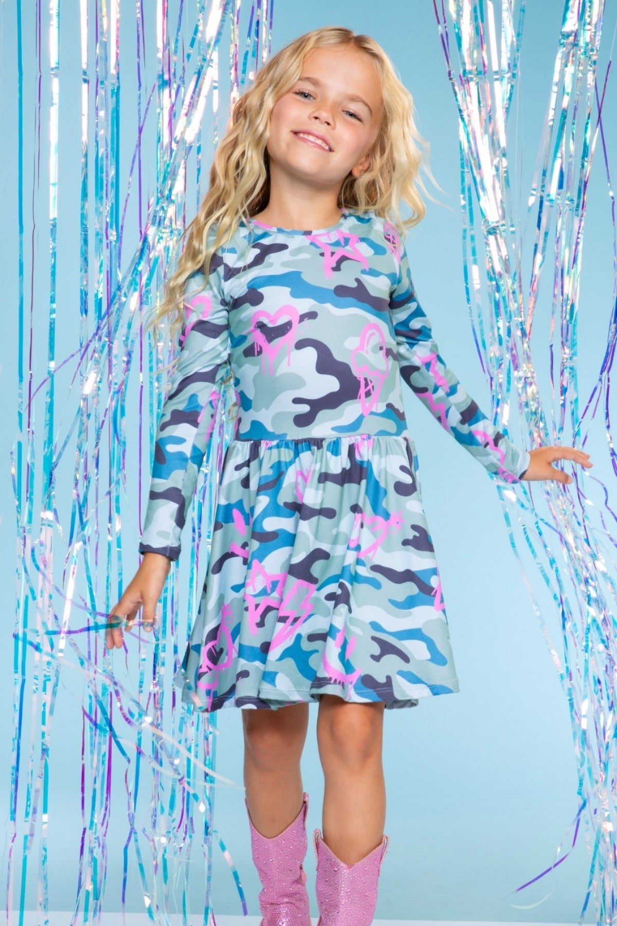Simply Soft Long Sleeve Be Happy Dress.. - Purple Smile Retro