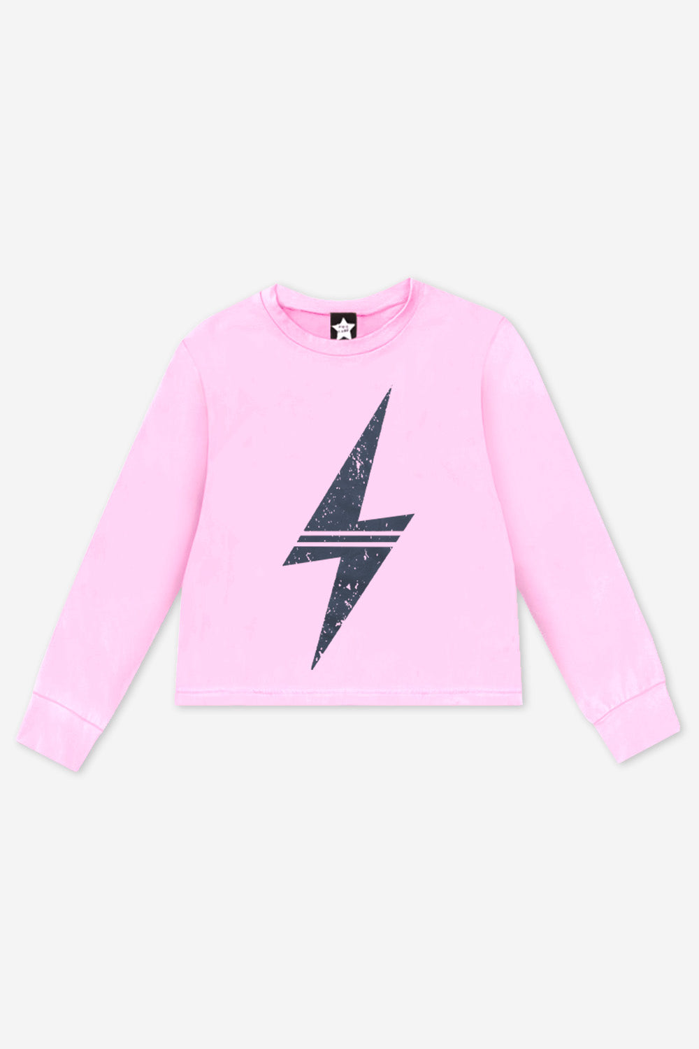 Washed Cotton Long Sleeve Easy Tee - Pink Bolt