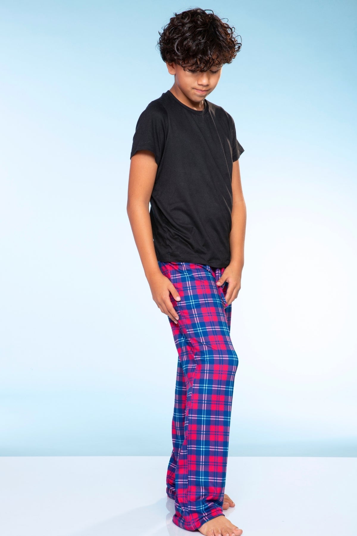 Simply Soft Karate Pant. - Navy Red Plaid
