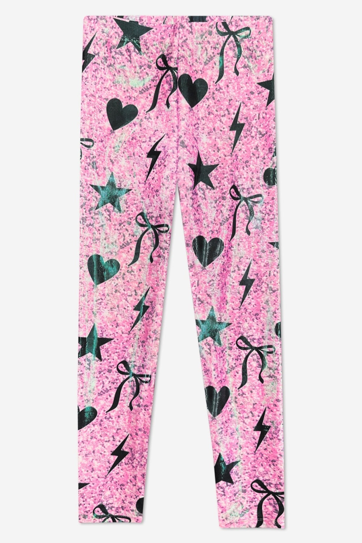 Glitter Foil High Shine Legging - Black Sparkle Rainbow Gummy Bear