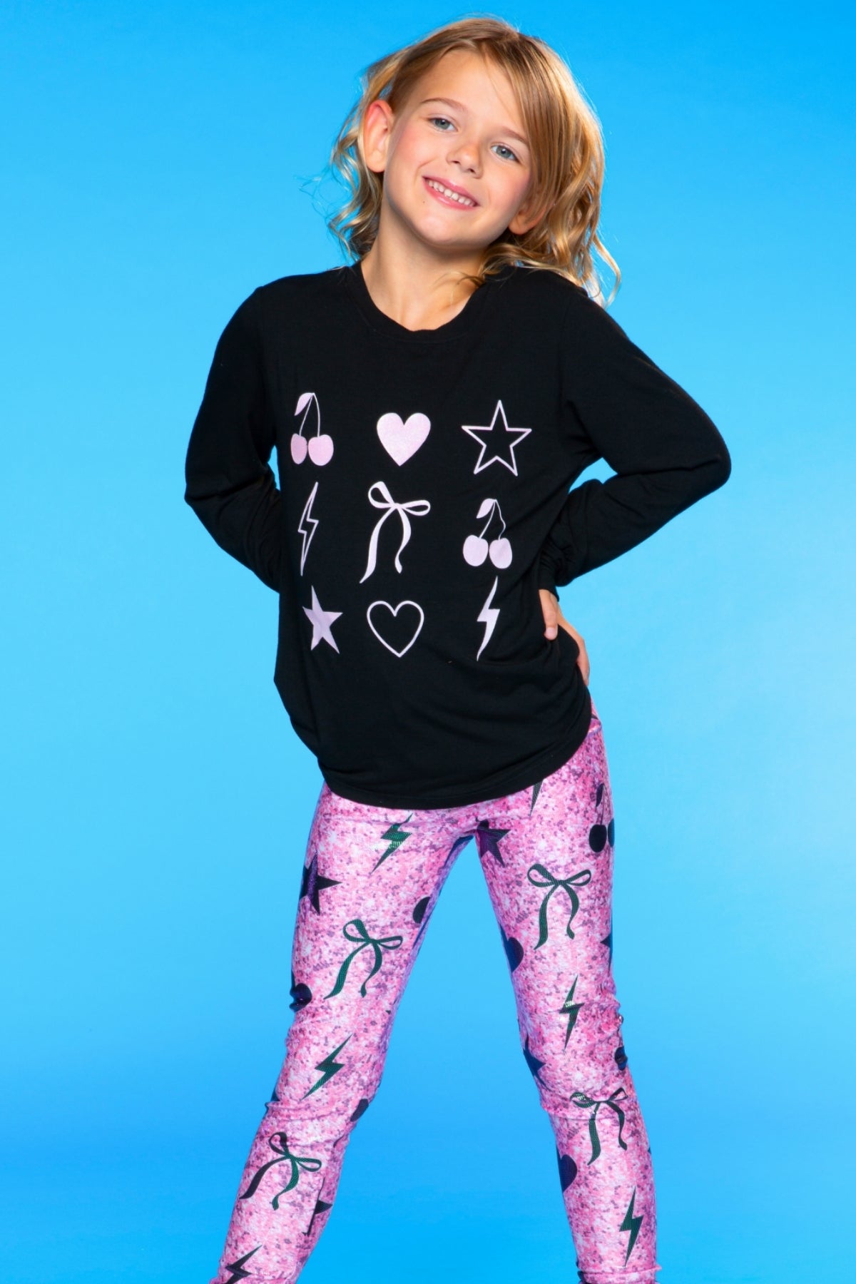 Modal Long Sleeve Shirttail Top - Black Rainbow Peace Love
