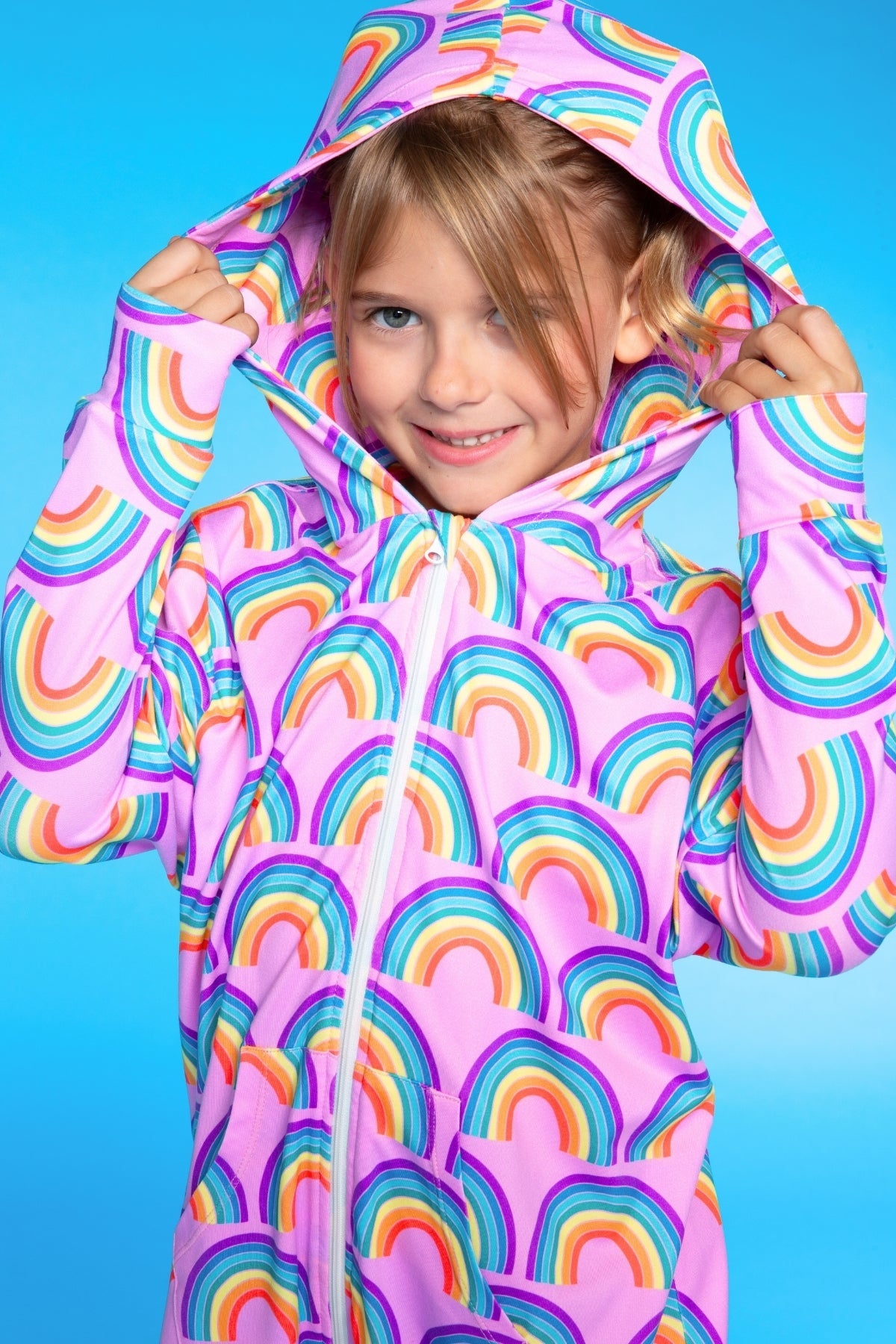 Simply Soft Hooded Zip Onesie - Ivory Heart Smile