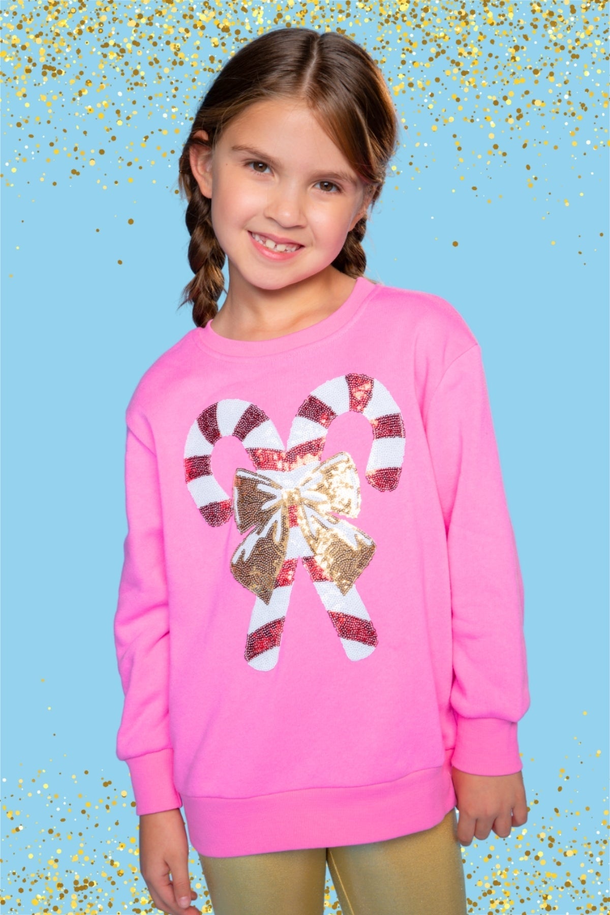 Cotton Soft French Terry Oversized Sweatshirt - Neon Violet Sequin Bear