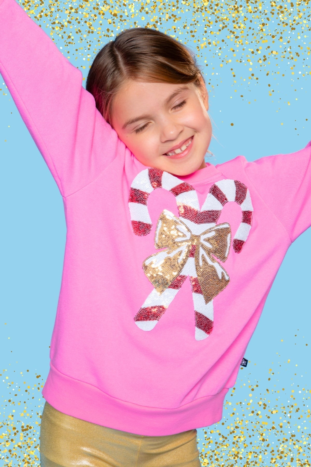 Cotton Soft French Terry Oversized Sweatshirt - Neon Violet Sequin Bear