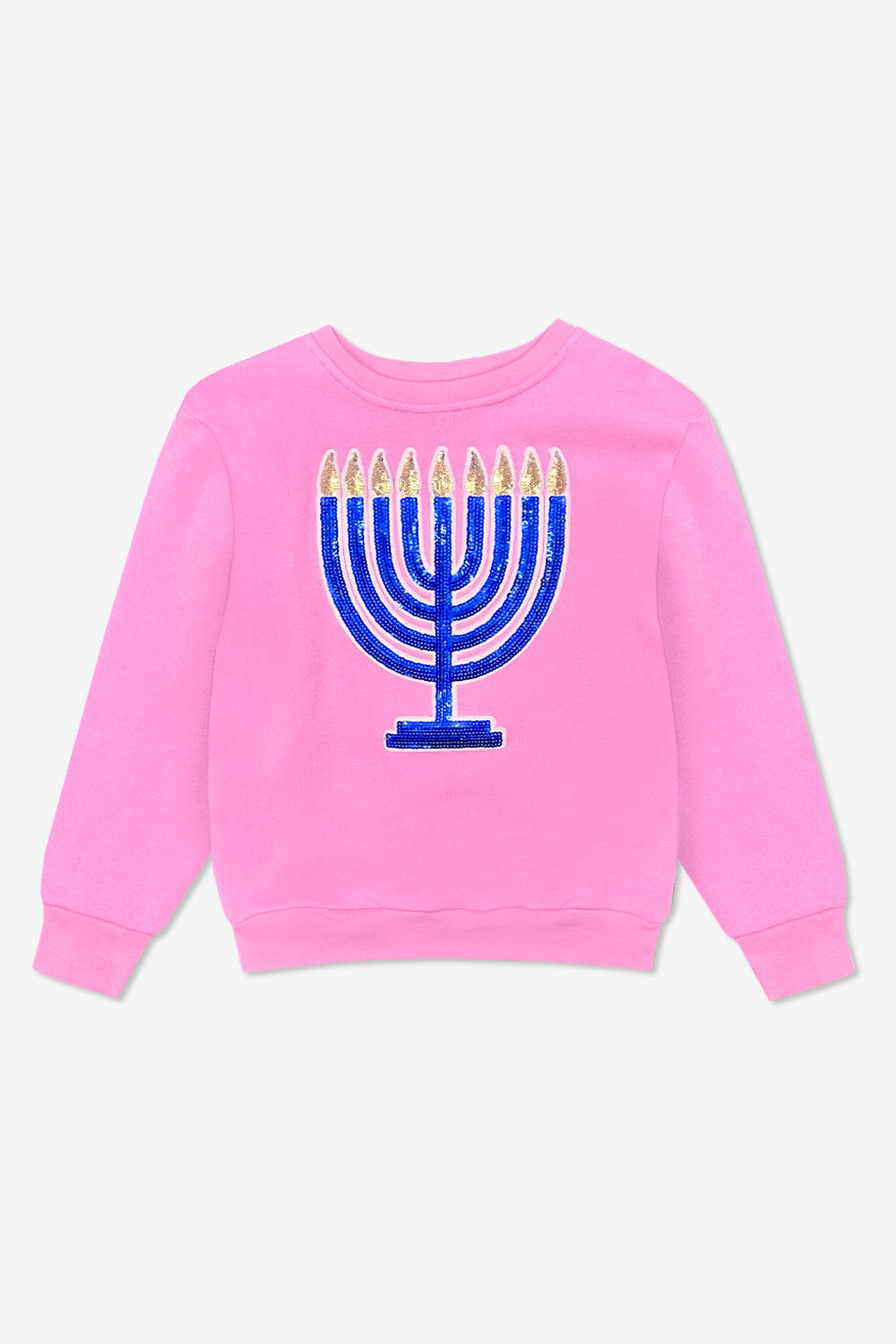 Cotton Soft French Terry Oversized Sweatshirt - Neon Violet Sequin Bear