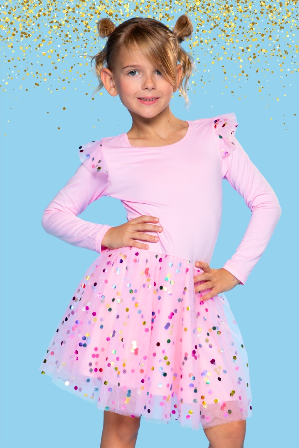 Simply Soft Bow Back Be Happy Tulle Dress - Black Foil Stars